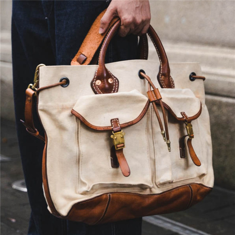 Luxury Bags Made In China - Porte-documents Vintage en toile de vache